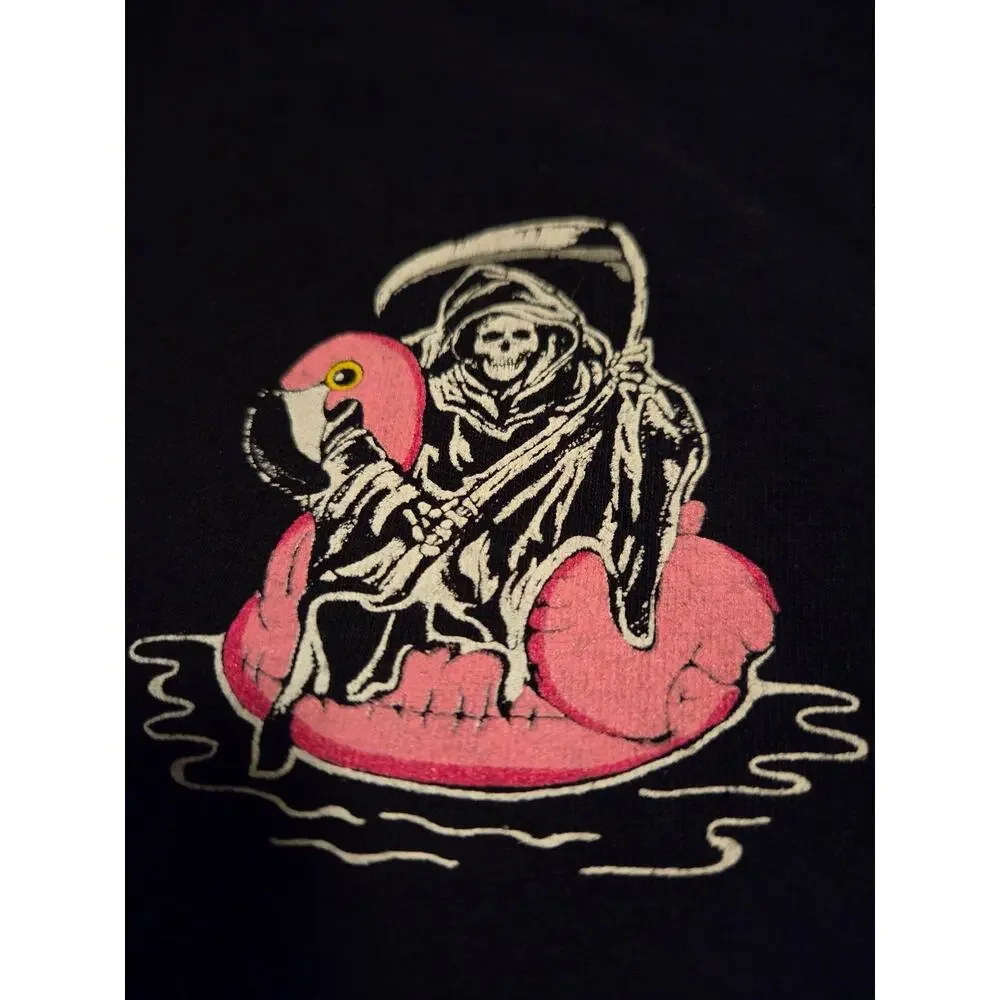 You'll Float Too Grim Reaper Flamingo Float RETROFIT Men's M Black T-Shirt